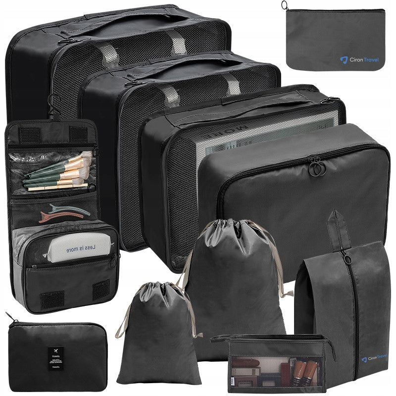 SET OF TRAVEL ORGANIZERS CIRON TRAVEL for backpack suitcase 11 el. black