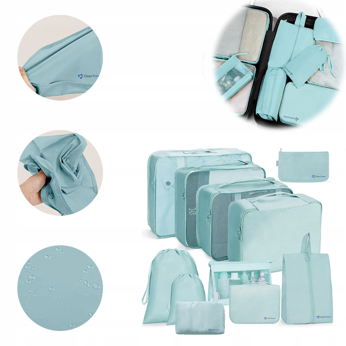 SET OF TRAVEL ORGANIZERS for suitcase 11 el blue CIRON TRAVEL