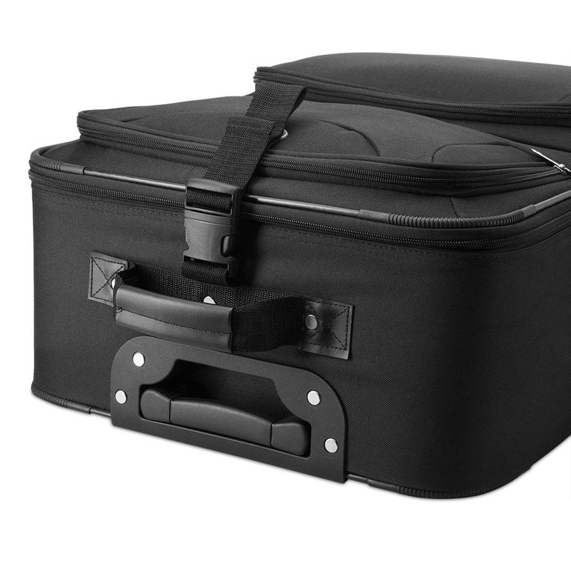 SET OF TRAVEL SUITCASES LARGE MEDIUM SMALL BLACK Depth (shorter edge) 21 cm