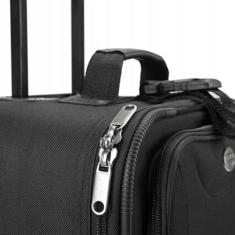 SET OF TRAVEL SUITCASES LARGE MEDIUM SMALL BLACK Height 64 cm