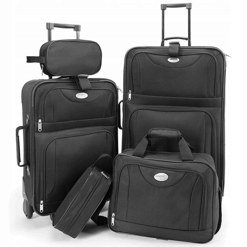 SET OF TRAVEL SUITCASES LARGE MEDIUM SMALL BLACK Width (longer edge) 44 cm