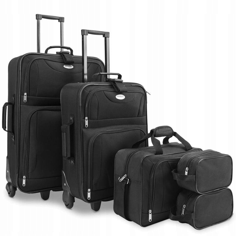 SET OF TRAVEL SUITCASES LARGE MEDIUM SMALL BLACK