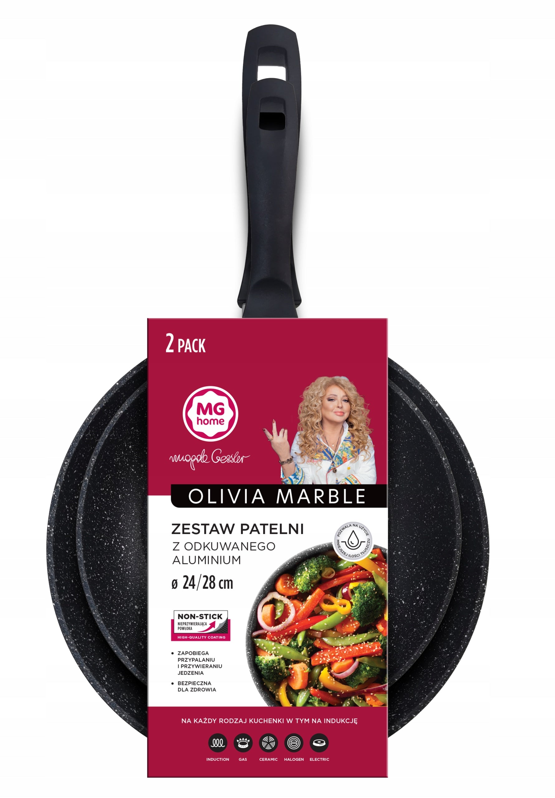 SET OF TWO ALUMINIUM PANS MG HOME OLIVIA MARBLE 28/24CM Manufacturer code 7105024210