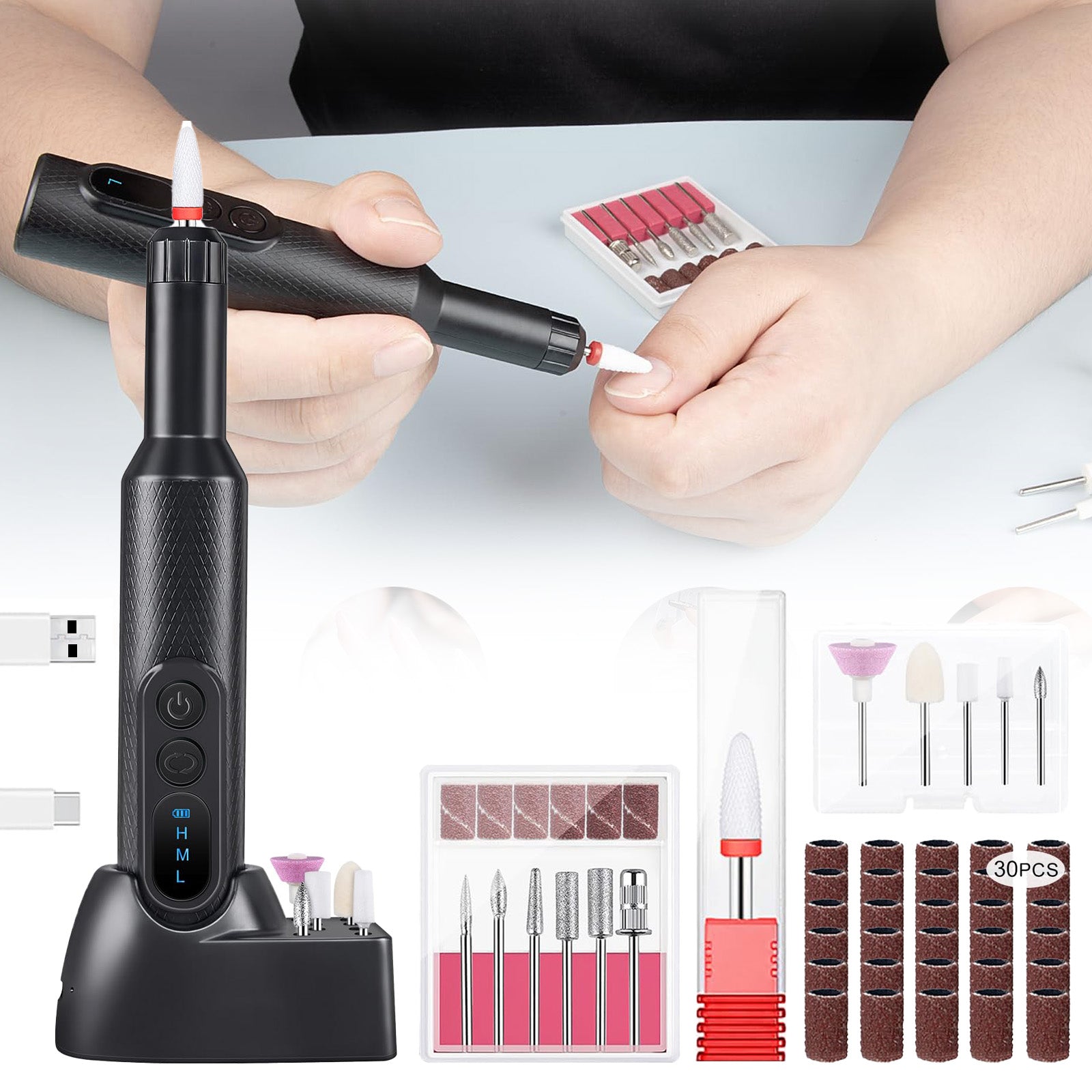 SET OF WIRELESS NAIL MILLING MACHINE WITH PEDICURE MANICURE STATION Brand no brand