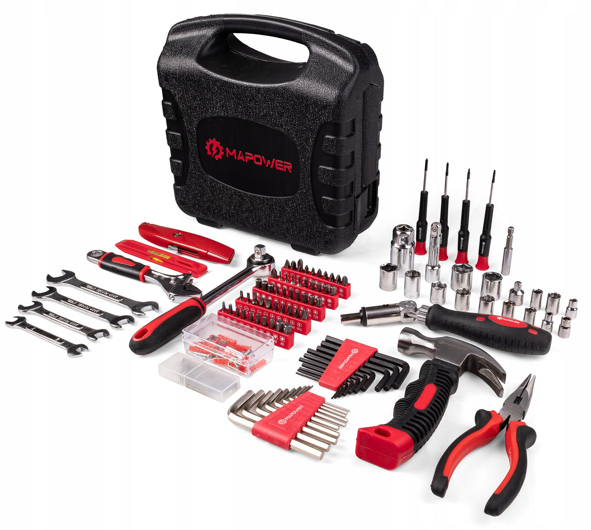 SET OF WRENCH TOOLS TOOL CASE CRV CAPS BITS 168 ELE MAPOWER Manufacturer code MPTS165