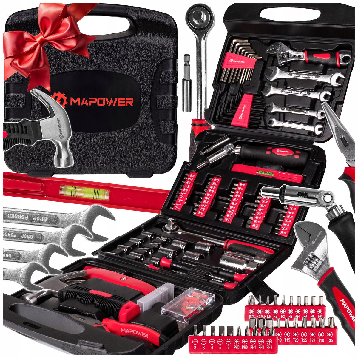 SET OF WRENCH TOOLS TOOL CASE CRV CAPS BITS 168 ELE MAPOWER