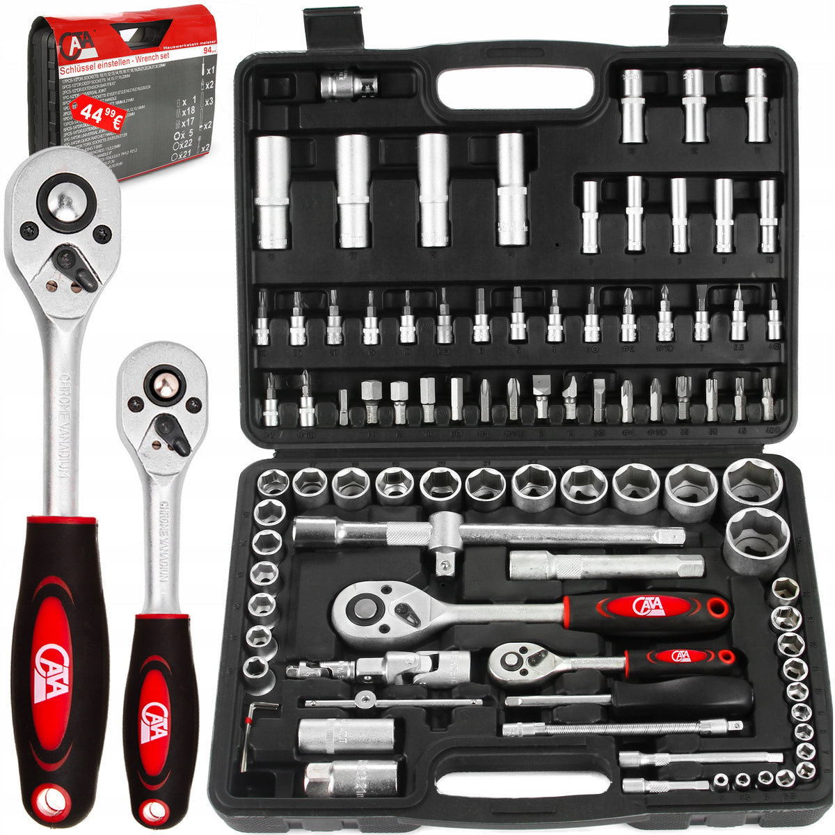 SET OF WRENCHES SOCKET WRENCHES BITS 94EL TOOL CASE 1/4 1/2 8-32