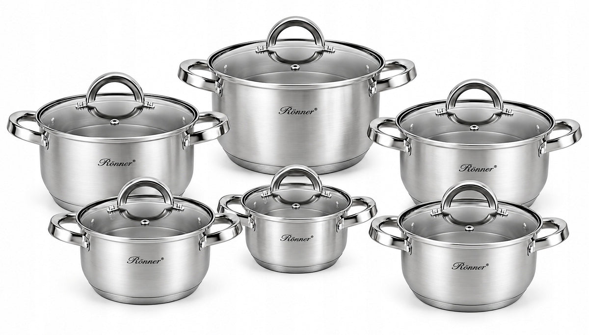 SET OF stainless steel POTS INDUCTION GAS 12el. SOLID Manufacturer code TW701