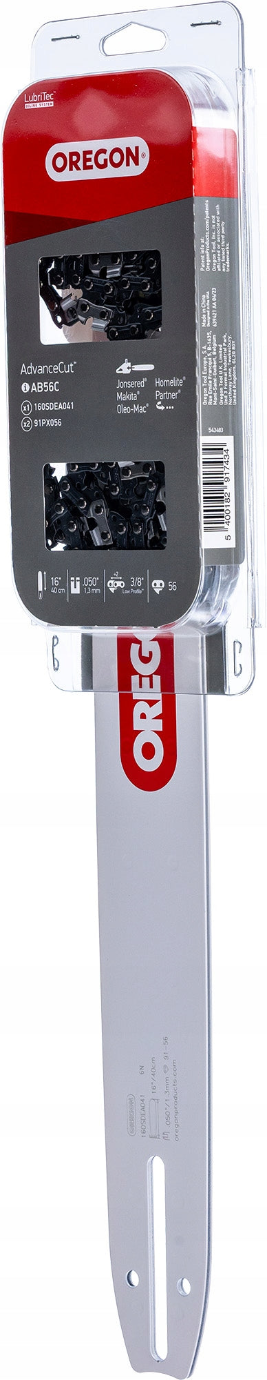 SET OREGON GUIDE 160SDEA041 + 2X CHAIN 1,3 3/8 28 teeth, 56 links
