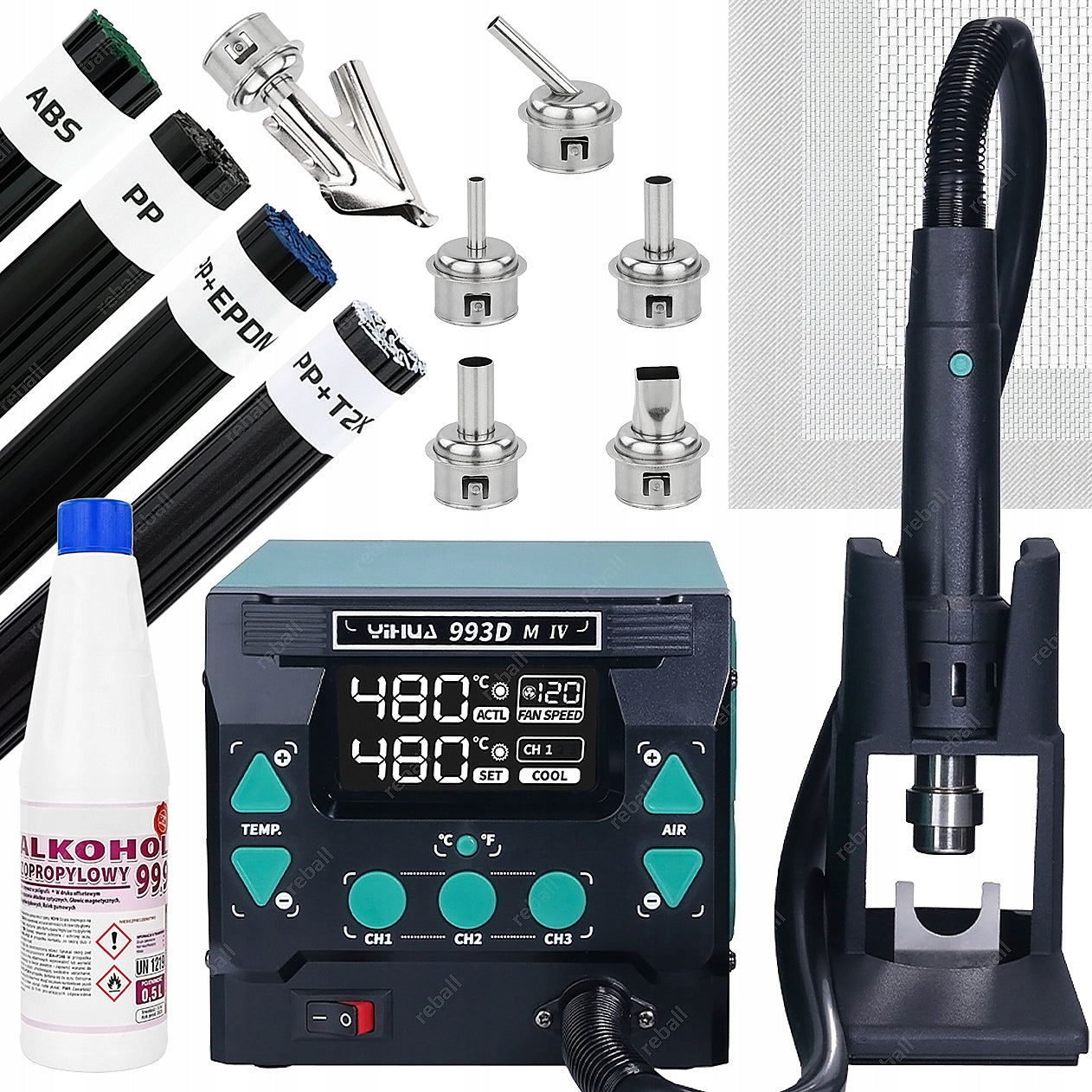 SET PLASTIC WELDING MACHINE YIHUA 993DM-4 1000W XL- BINDER ABS PP T2X EPDM