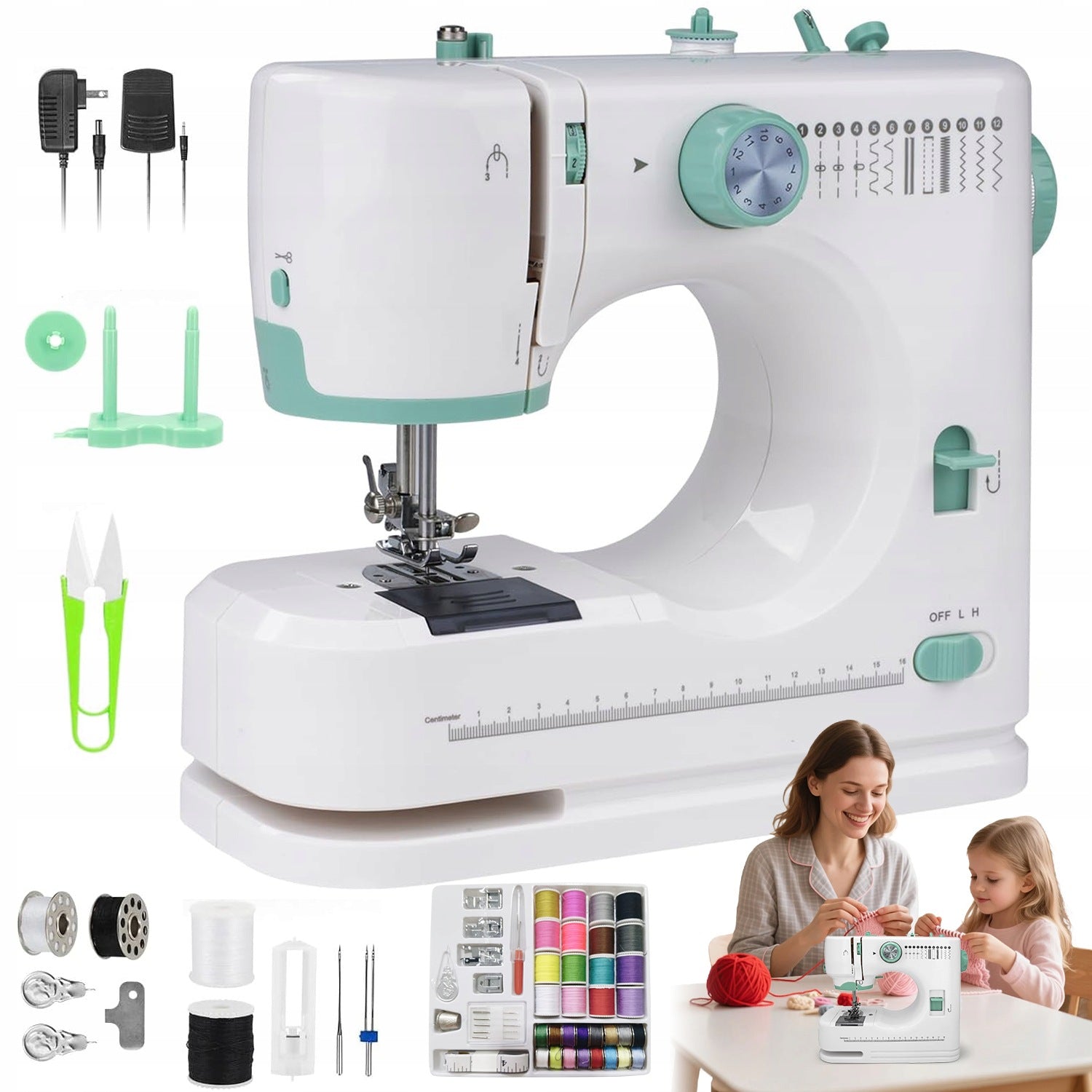 SET PORTABLE SEWING MACHINE COMPLETE SET OF SEWING TOOLS