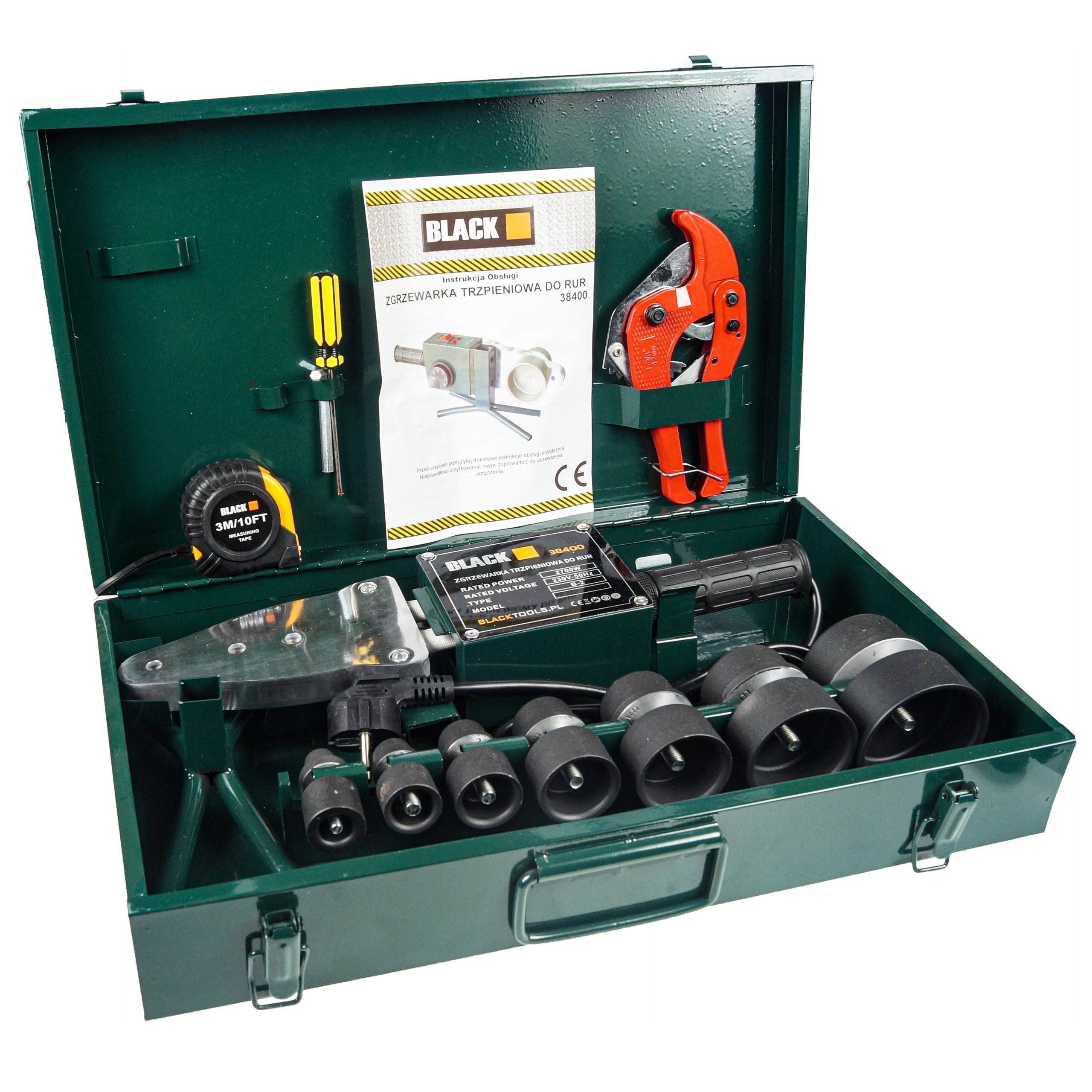 SET PP PVC PIPE WELDING MACHINE + 7 DIES 16-63mm SHEARS SUITCASE BLACK Brand Black