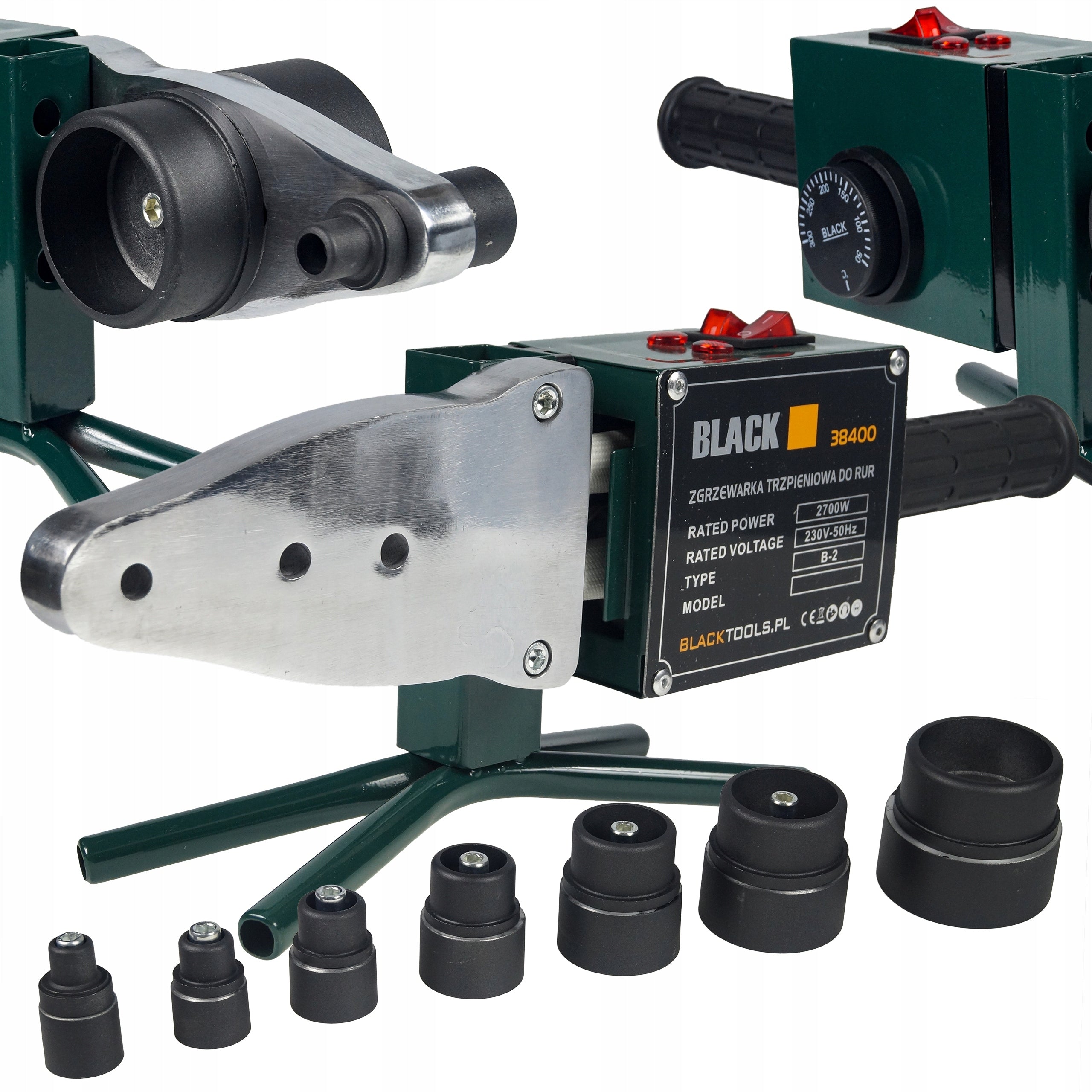 SET PP PVC PIPE WELDING MACHINE + 7 DIES 16-63mm SHEARS SUITCASE BLACK Manufacturer code 38400