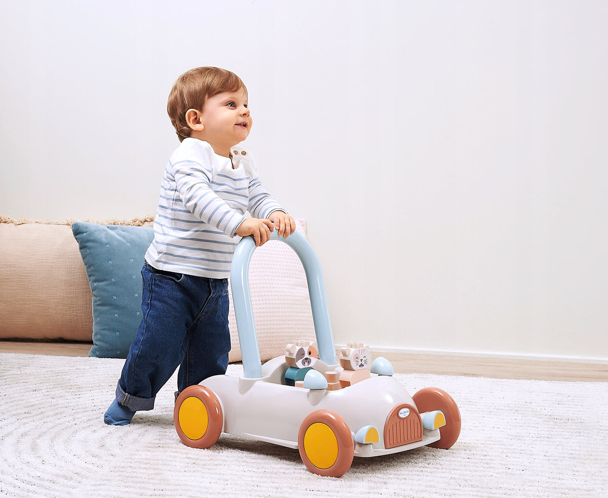 SET PUSHER CAR WITH BLOCKS 17 ELEMENTS COW KITTEN Packaging status original