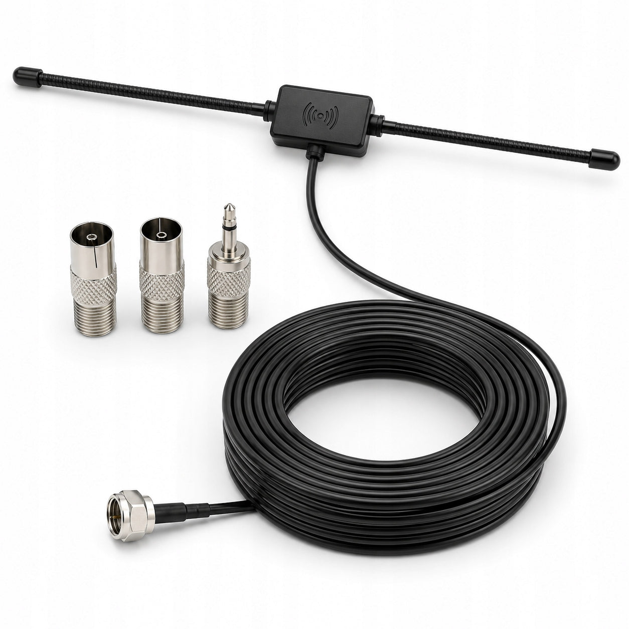 SET RADIO ANTENNA DAB FM DIPOLE 75 OHM PLUG F CABLES WITH A LENGTH OF 3 M Packaging status original