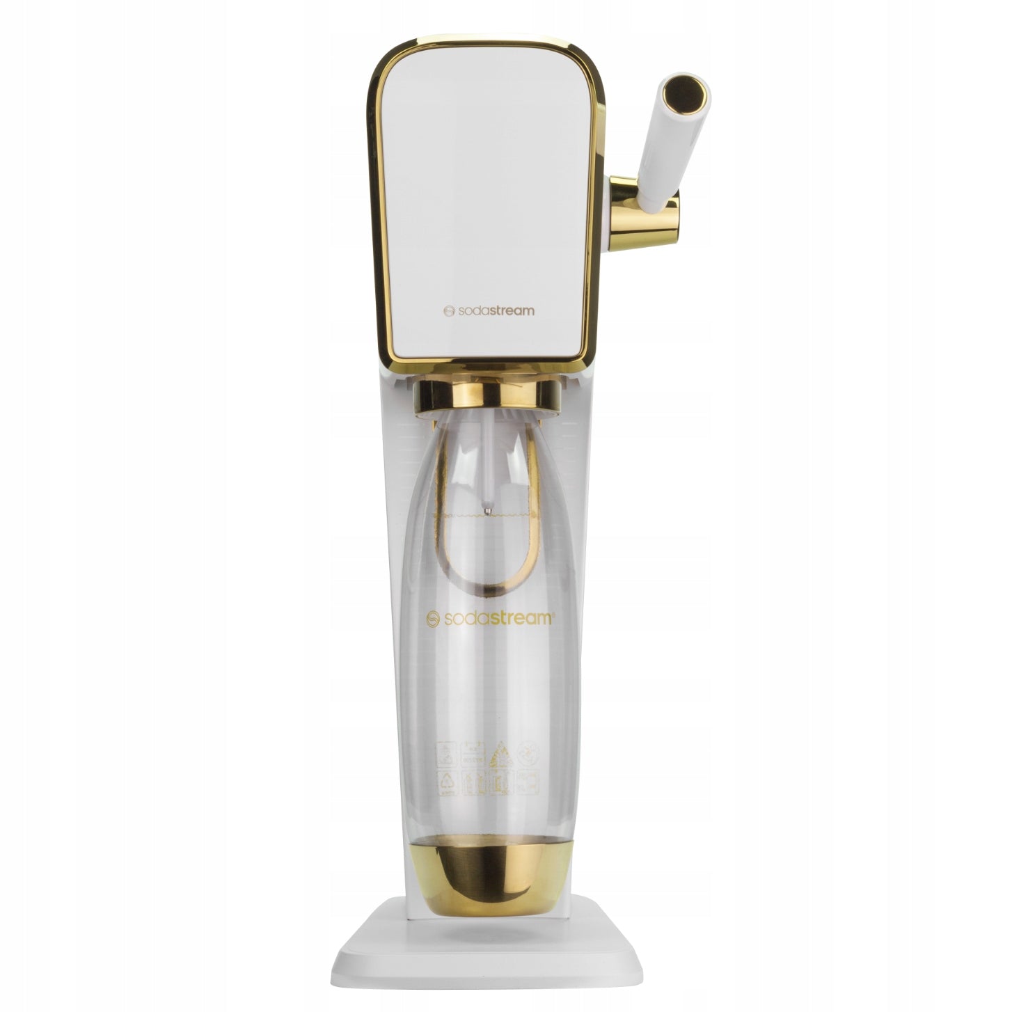 SET SATURATOR SODASTREAM ART WHITE AND GOLD BOTTLE + CARTRIDGE + ADDITIVES Brand SodaStream