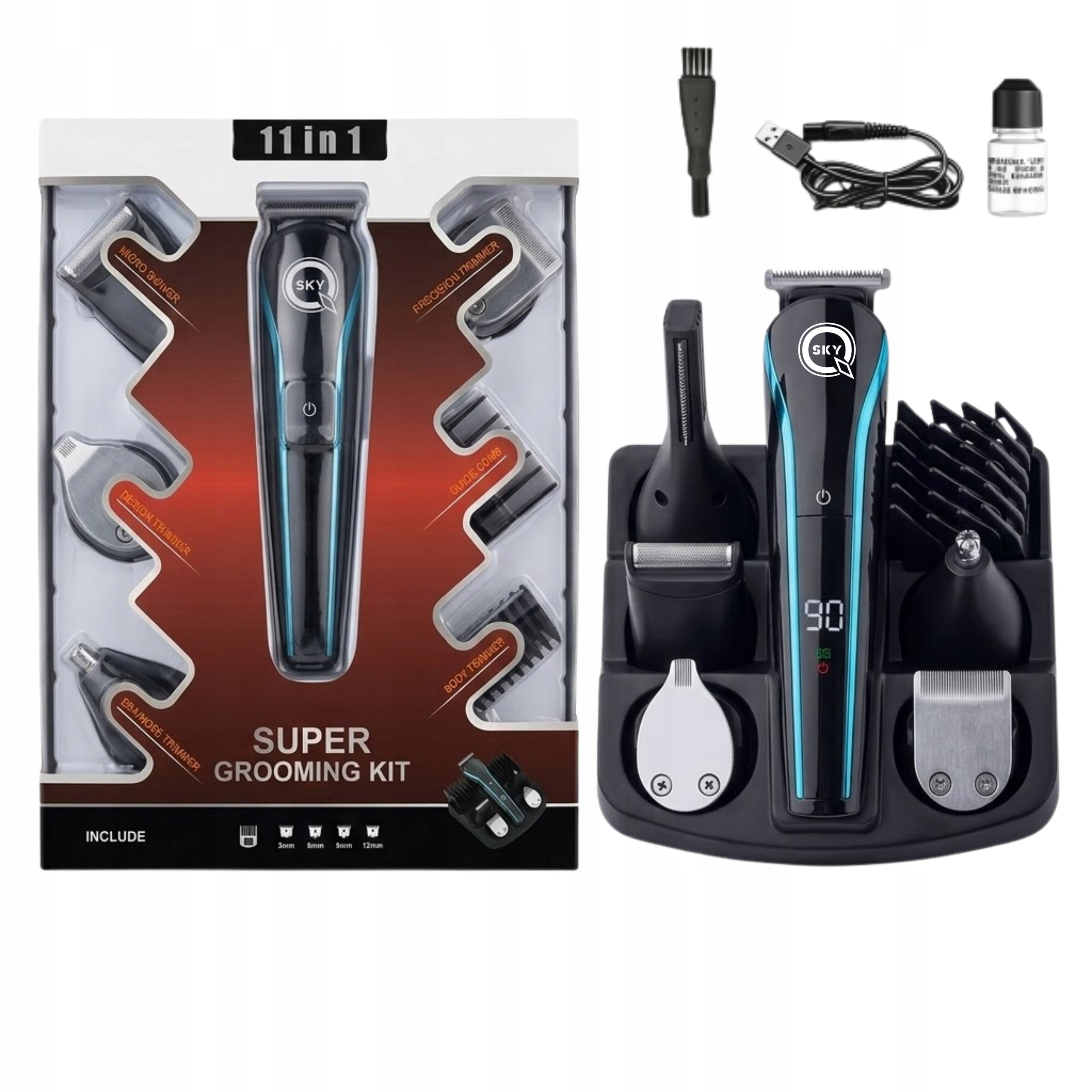 SET SHAVER TRIMMER 10IN1 FOR BEARD NOSE HAIR CLIPPER Packaging status original