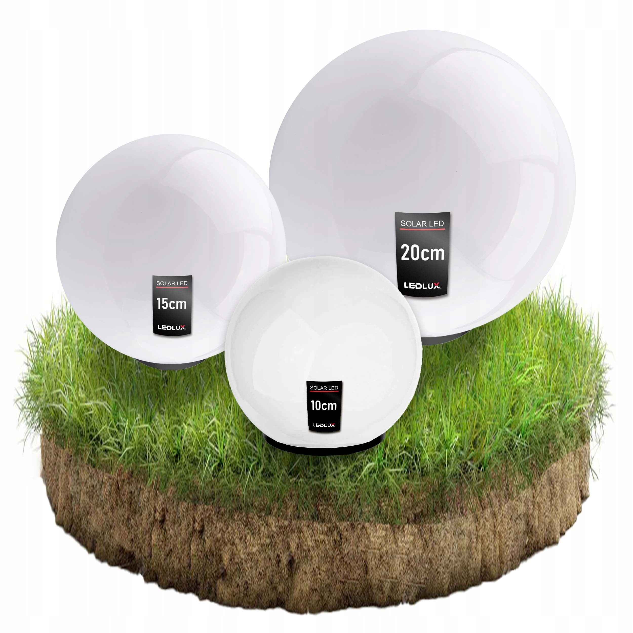 SET SOLAR GARDEN LAMP WHITE LED BALL HAMMERED 10/15/20 Packaging status original