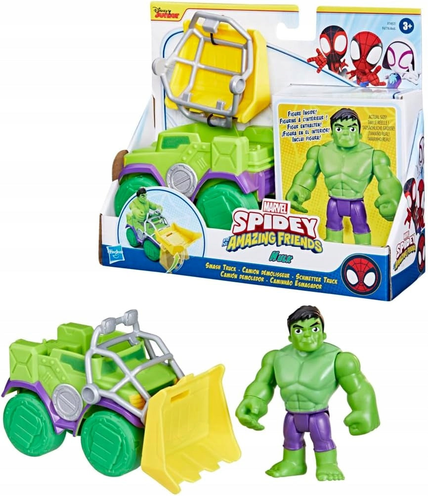 SET: SPIDEY and Super Buddy Figurine HULK + Auto SMASH TRUCK Hasbro F7457
