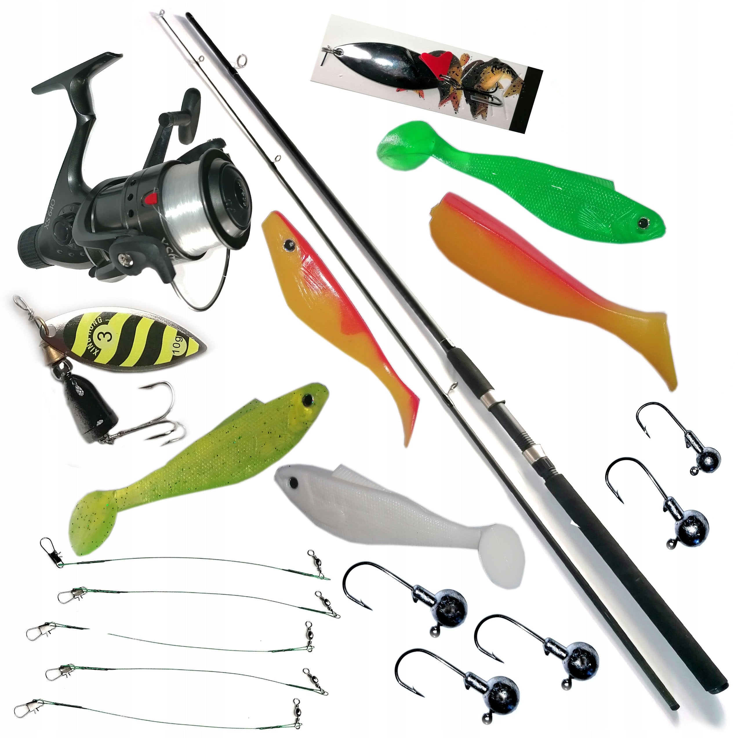SET SPINING XT FISHING ROD REEL PIKE PERCH M Gift for angler