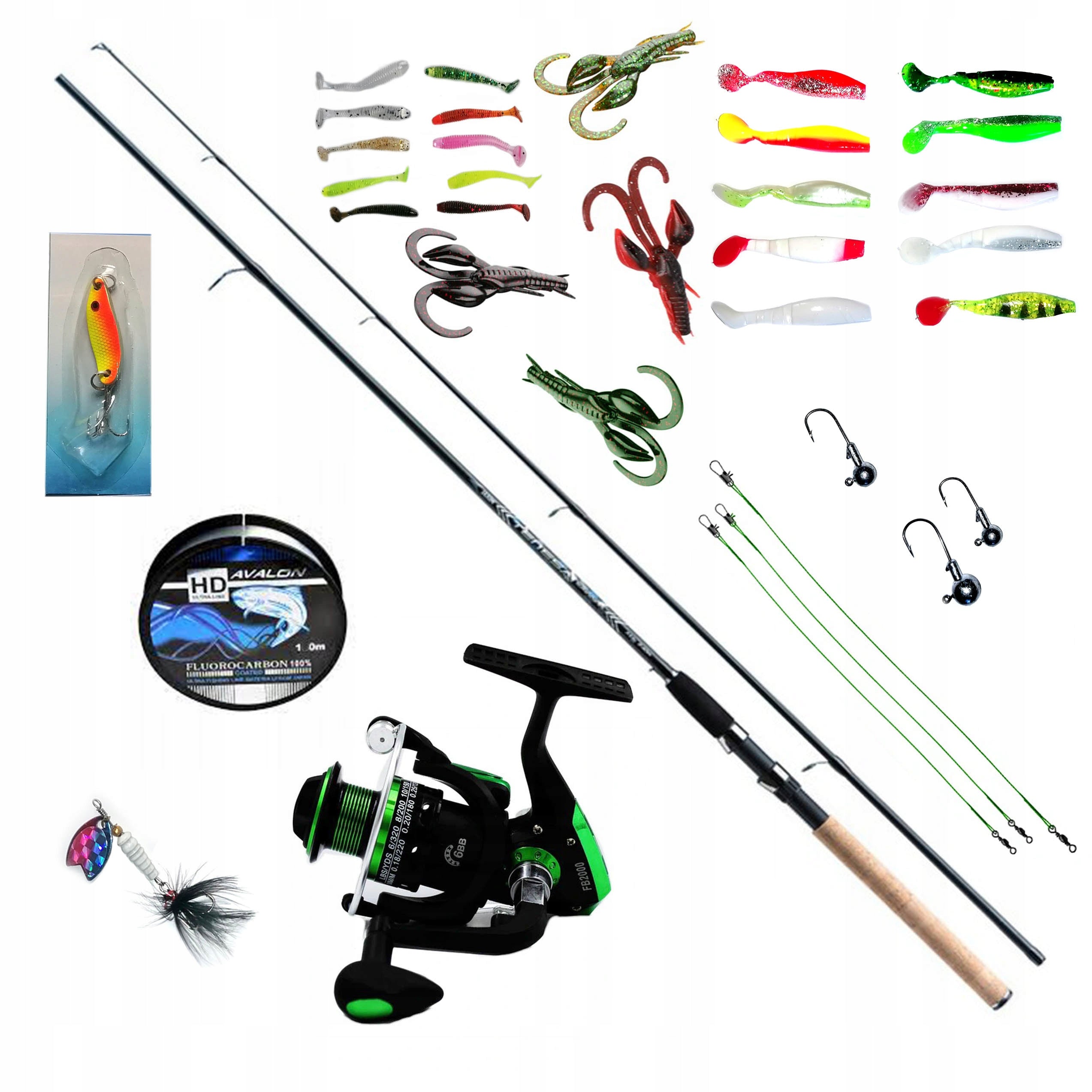 SET SPINNING Jaxon FISHING ROD 2,4m +36 elements ZMT