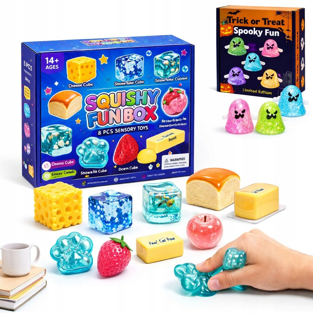 SET SQUISHY ANTI-STRESS MYSTERY BOX SURPRISE SQUISHIES 8PCS