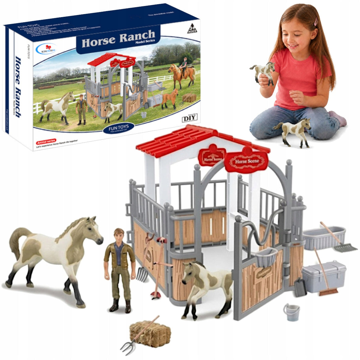 SET STABLE FOR HORSES FARM HORSE FARM STUD FARM ANIMALS ACCESSORIES