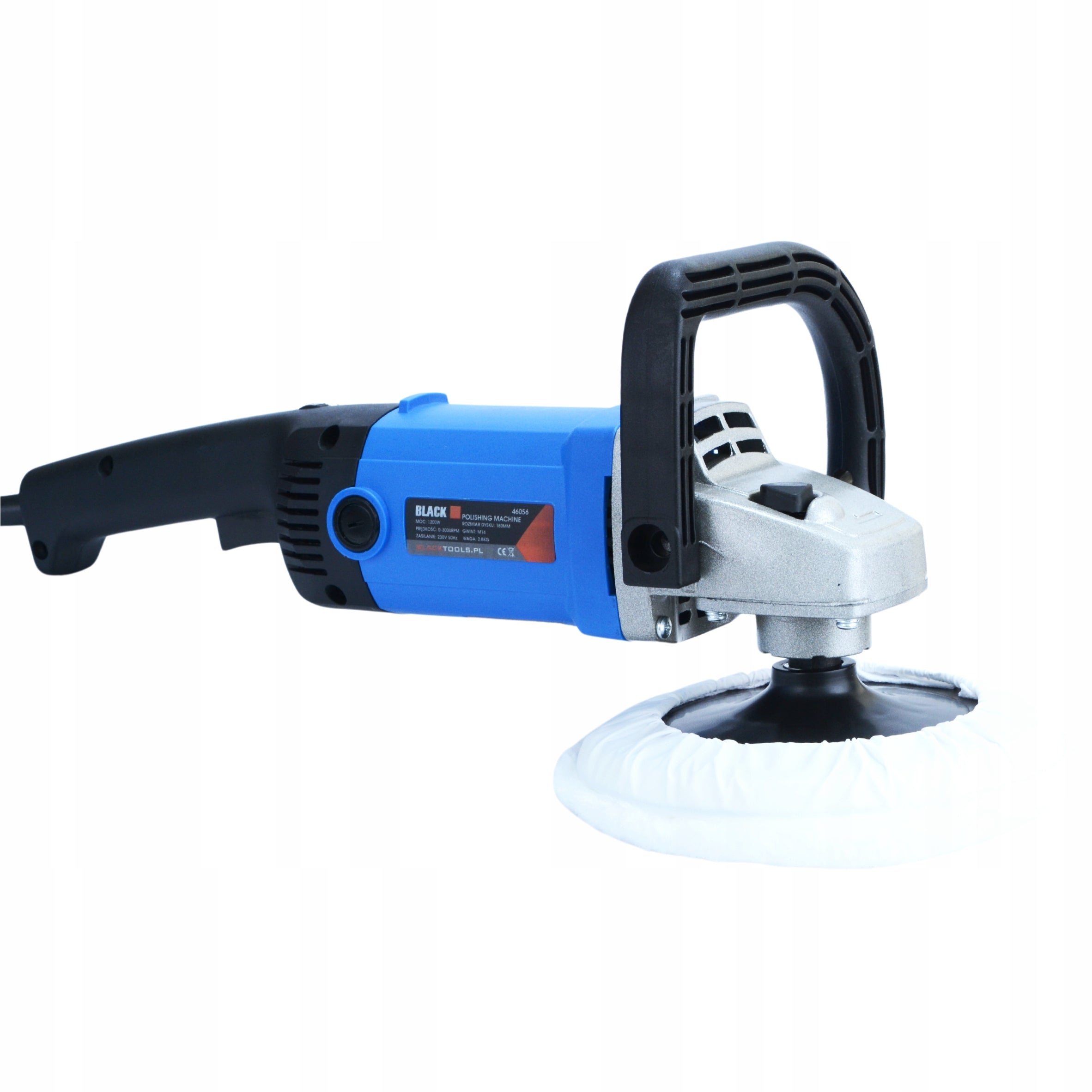 SET STRONG CAR POLISHER 1200W WITH ADJUSTMENT GRINDER +3 SPONGE PADS Brand Black