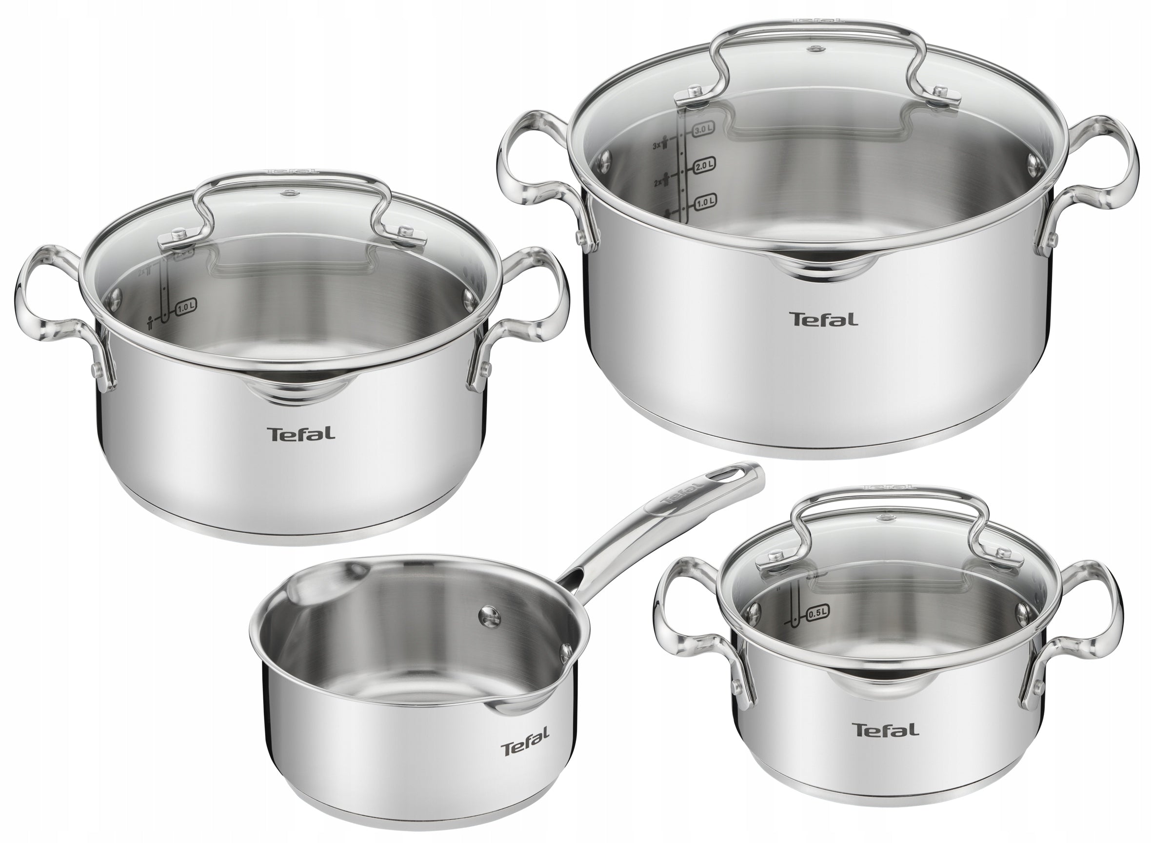 SET TEFAL DUETTO POTS WITH LID 7 ELEMENTS S7el G719S734 for induction Packaging status original