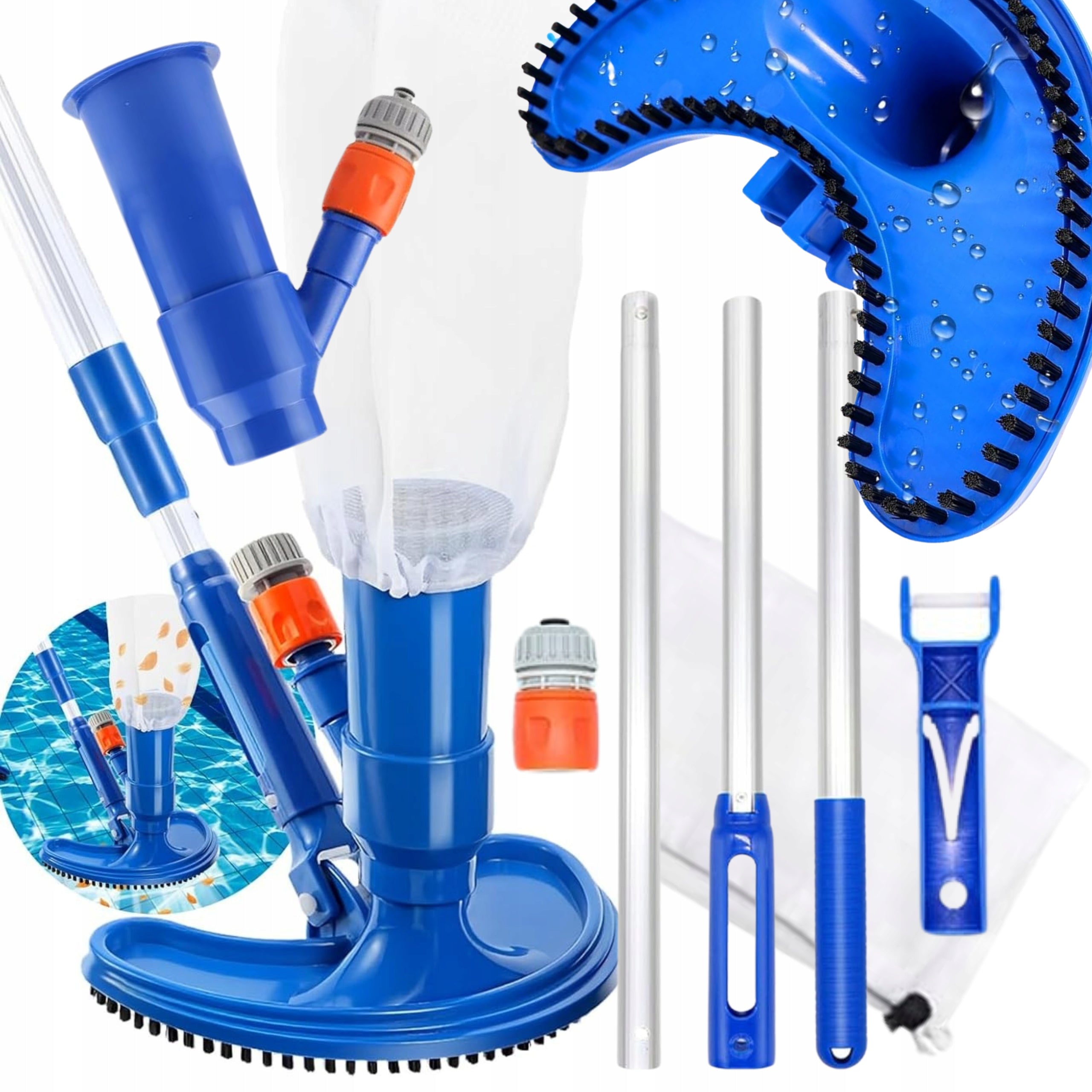 SET VACUUM CLEANER FOR CLEANING THE BOTTOM OF THE POOL MESH BESTWAY INTEX + STICK MESH
