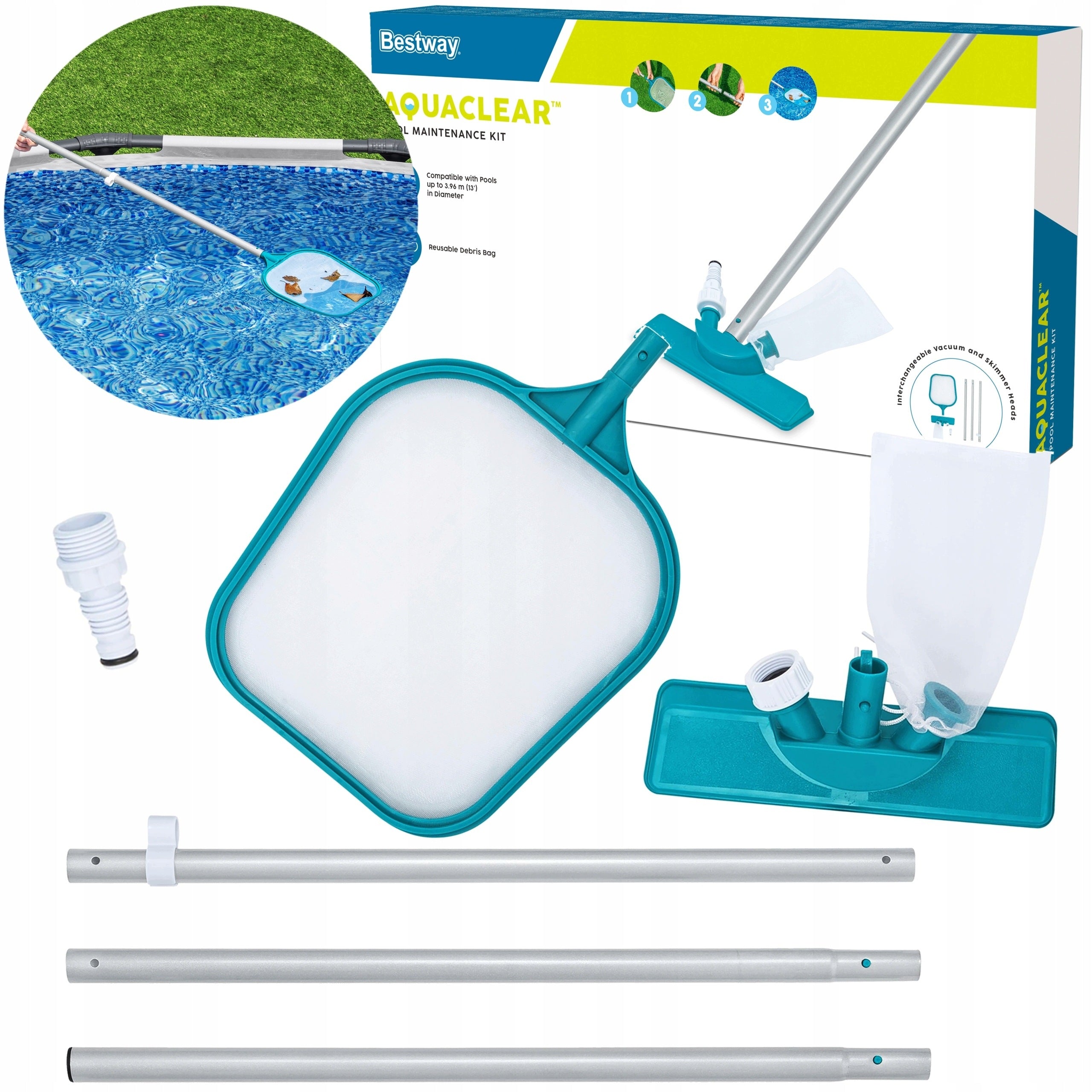 SET VACUUM CLEANER FOR CLEANING THE POOL TELESCOPIC POLE 58013