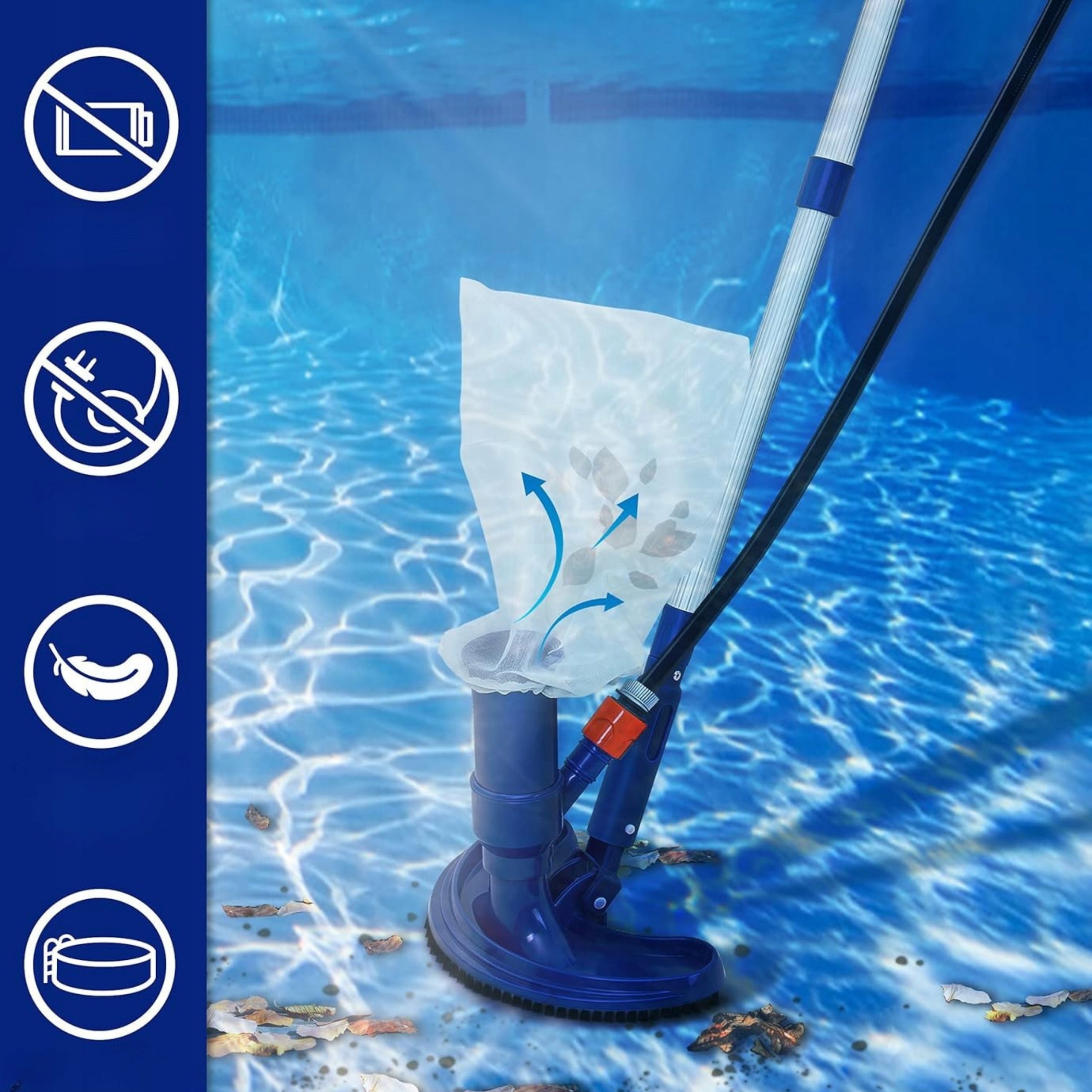 SET VACUUM CLEANER POOL BOTTOM EYELETS TELESCOPIC STICK MESH 7in1 Product weight with unit packaging 0.5 kg