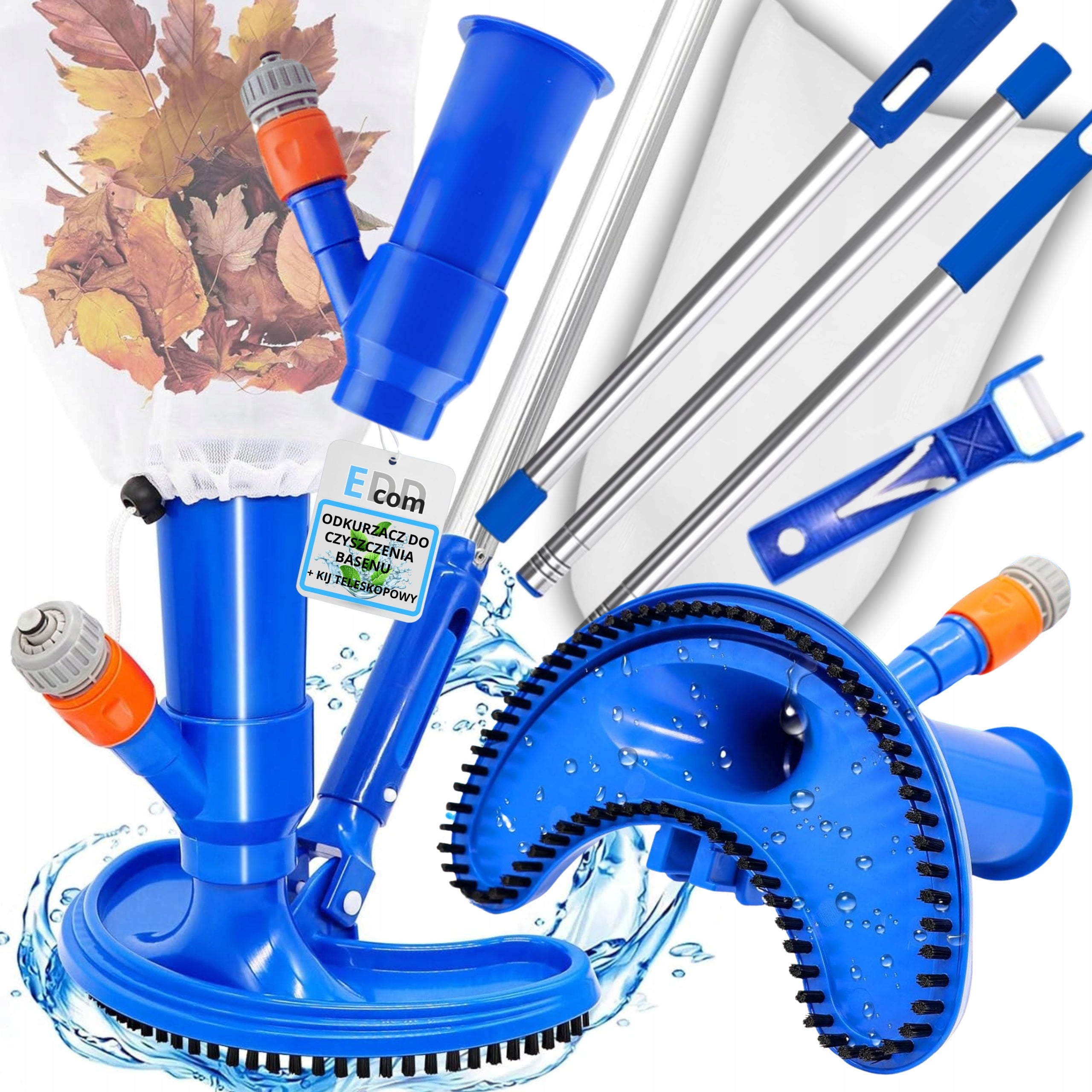 SET VACUUM CLEANER POOL BOTTOM EYELETS TELESCOPIC STICK MESH 7in1