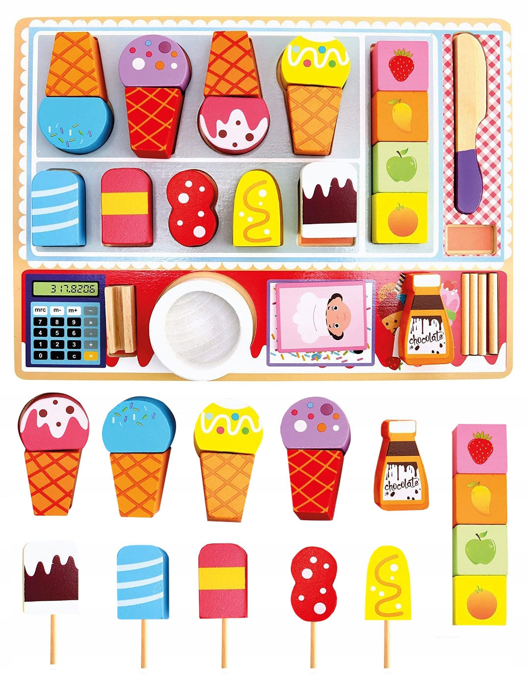 SET WOODEN ICE CREAM PARLOR MONTESSORI FOR CHILDREN SHOP ICE CREAM ON A STICK