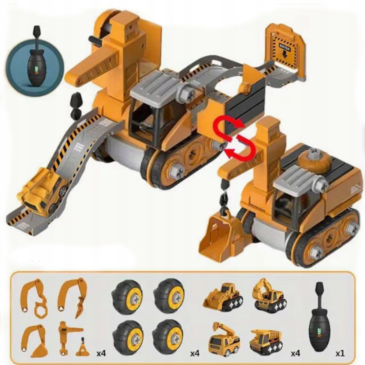 SET XL FOR TWISTING 4IN1 UNSCREWING CRANE EXCAVATOR TRACK SLIDE
