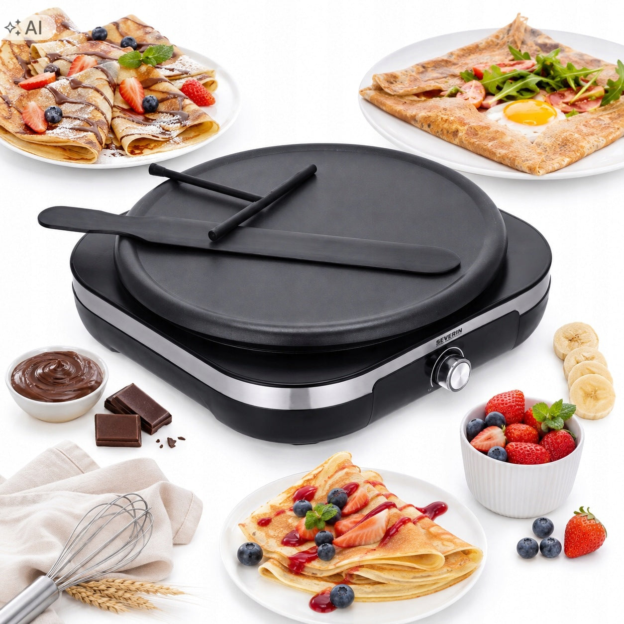SEVERIN CM 2199 pancake maker XXL 1500W plate 38 cm crêpes galettes