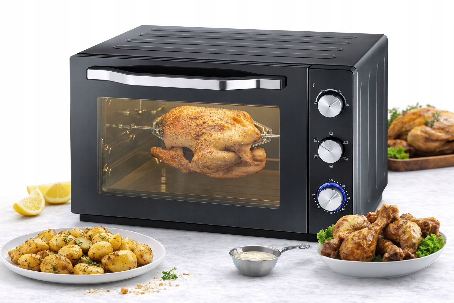 SEVERIN TO 2073 mini oven XXL 2200W 60L Grill, Pizza Stone, Spit