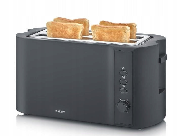 SEVERIN TOASTER FOR 4 TOASTS AT 2591 BLACK 400 IN ADJUSTABLE HEATING LEVELS Packaging status original