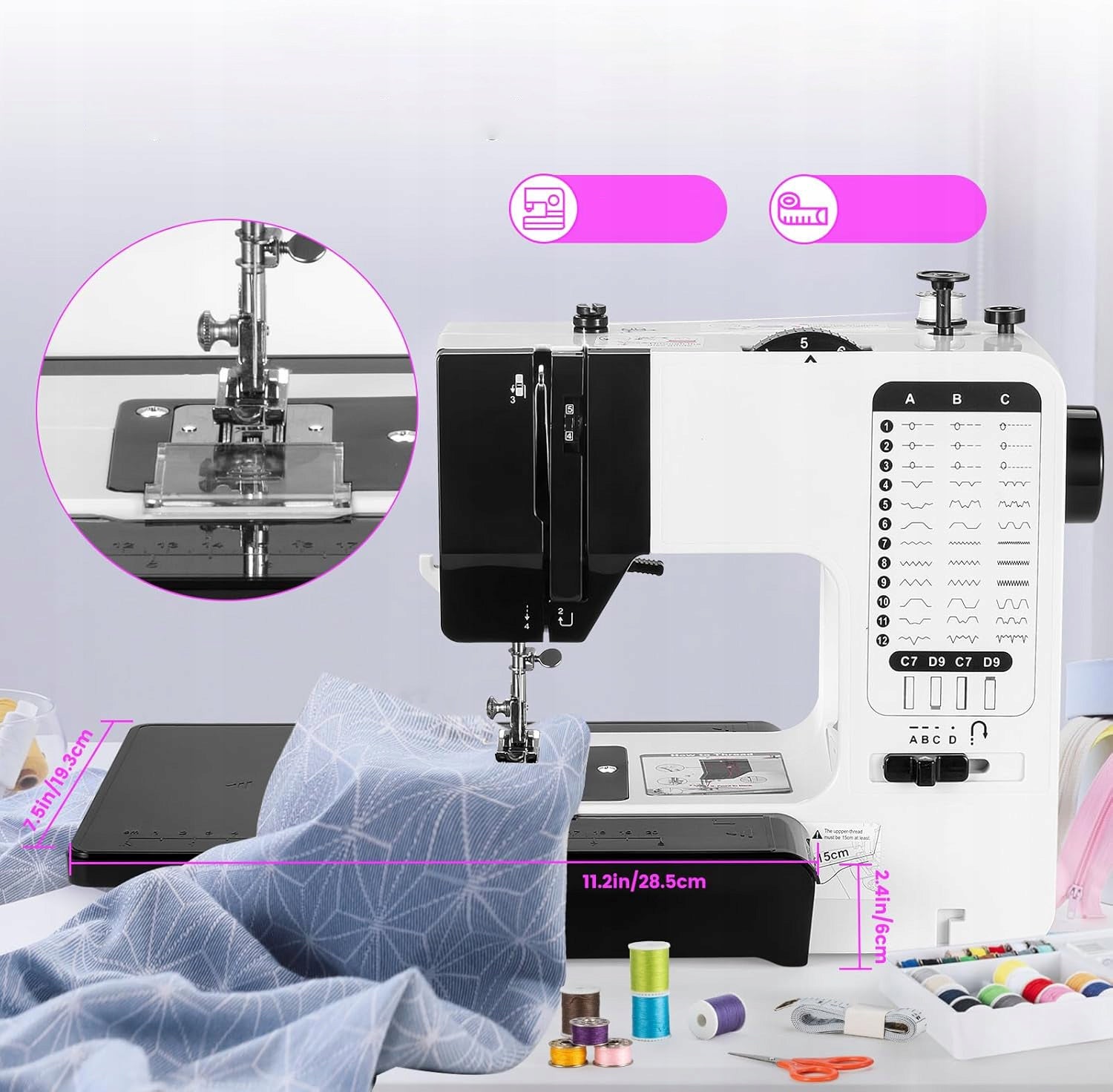 SEWING MACHINE HOME MECHANICAL SOLID 38 PROGRAMS 738-38 + FREEBIES Dominant color white