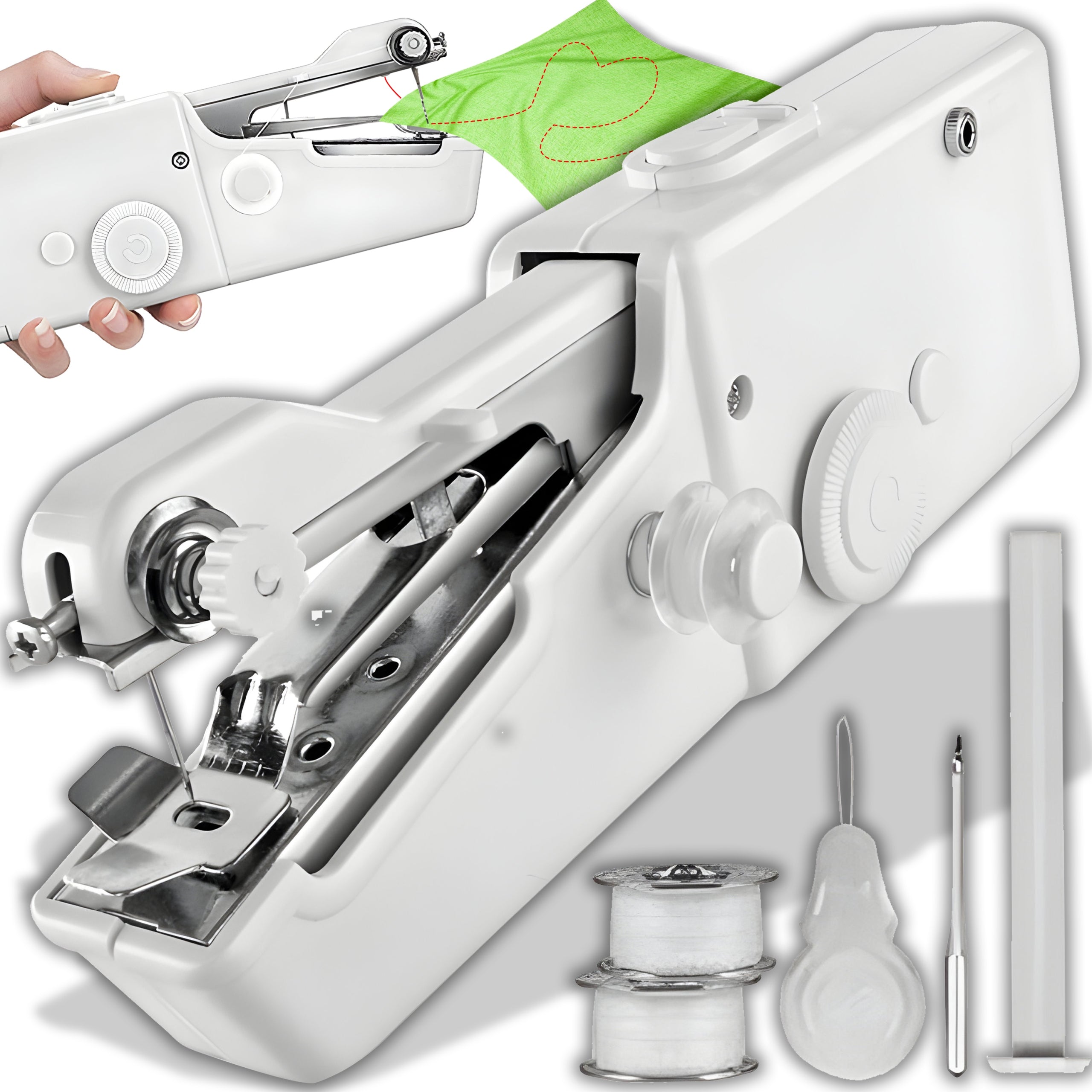SEWING MACHINE MINI HANDHELD PORTABLE BATTERY TRAVEL THREAD NEEDLE