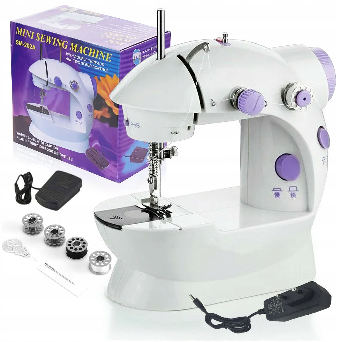 SEWING MACHINE MINI PORTABLE LED BACKLIGHT 2 MODES + AKCESORIA