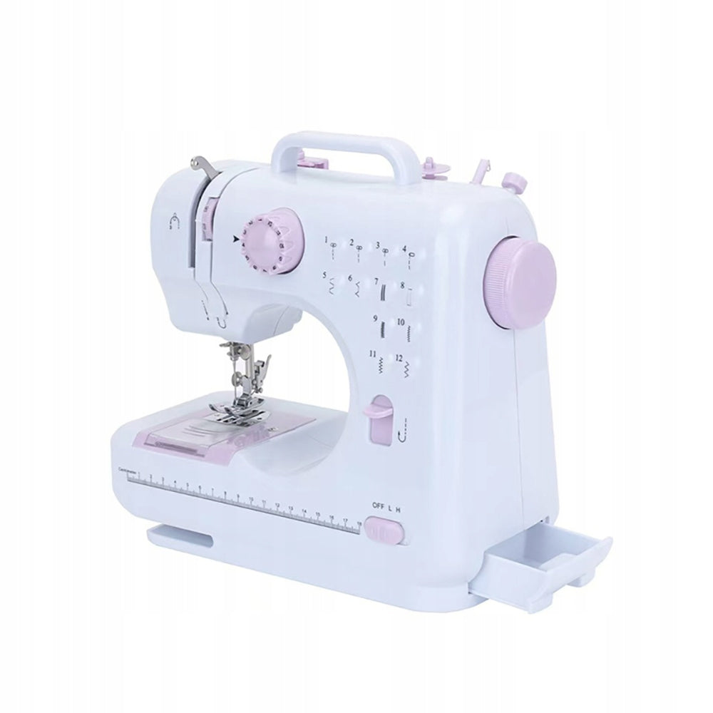 SEWING MACHINE MINI PORTABLE MECHANICAL 12 STITCHES ACCESSORIES Dominant color pink