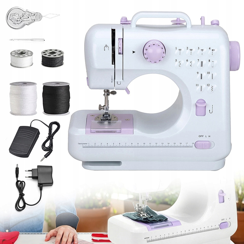 SEWING MACHINE MINI PORTABLE MECHANICAL 12 STITCHES ACCESSORIES Model QDW33