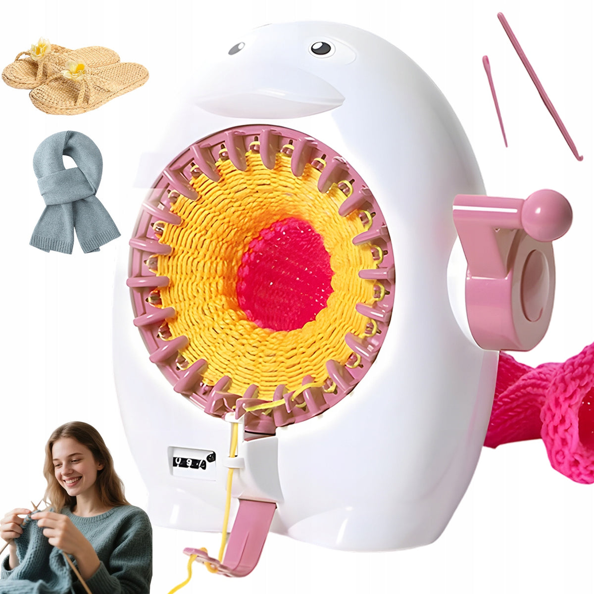 SEWING MACHINE WEAVING KNITTING LOOM PINK SCARF SOCK CAP