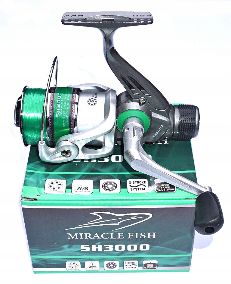 SH 3000 GREEN reel - 6 bearings + Freebie fishing line - Spinning Float Ground