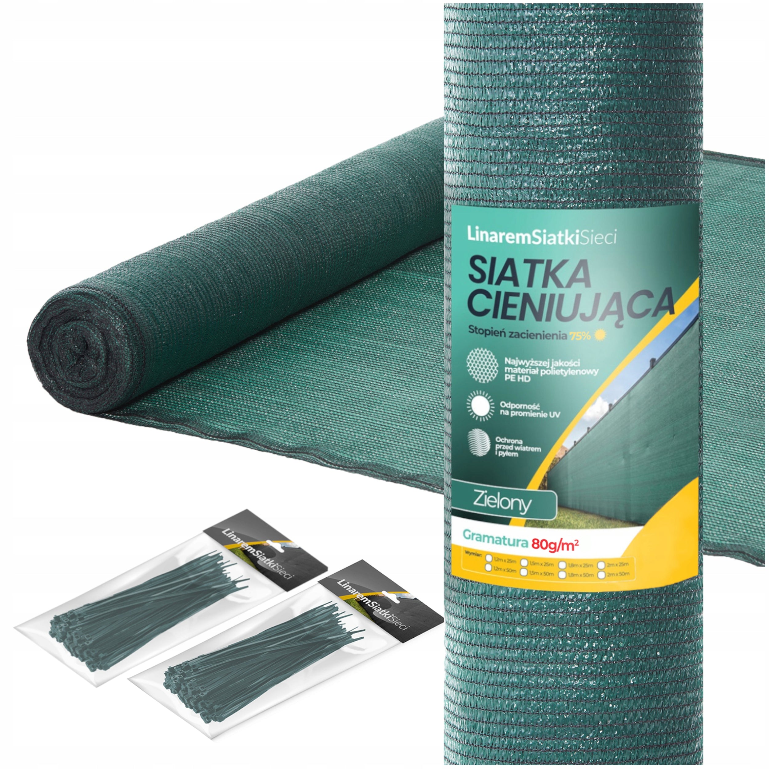 SHADING MESH 1,5x50m Masking Cover 80g for Fence 75% +UV