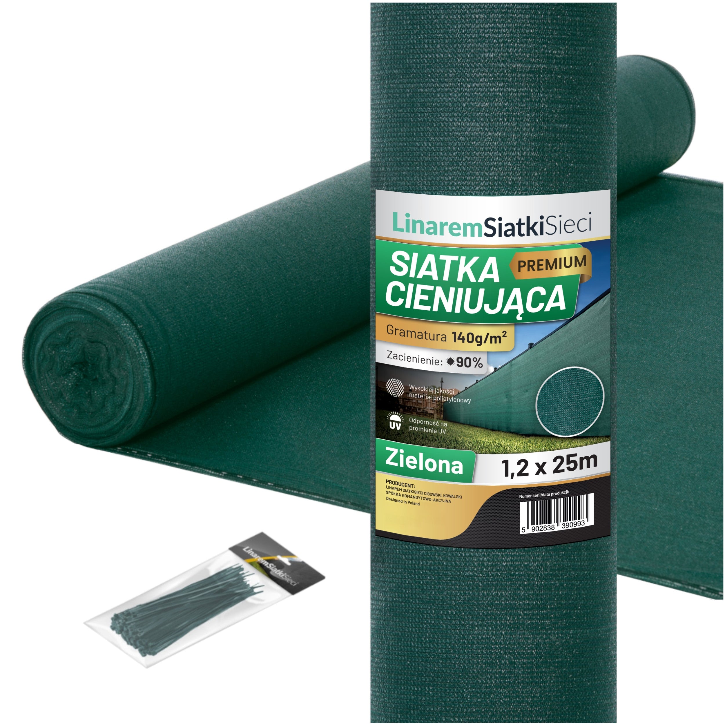 SHADING MESH 90% MASKING COVER MAT FOR FENCE 1,2x25m UV