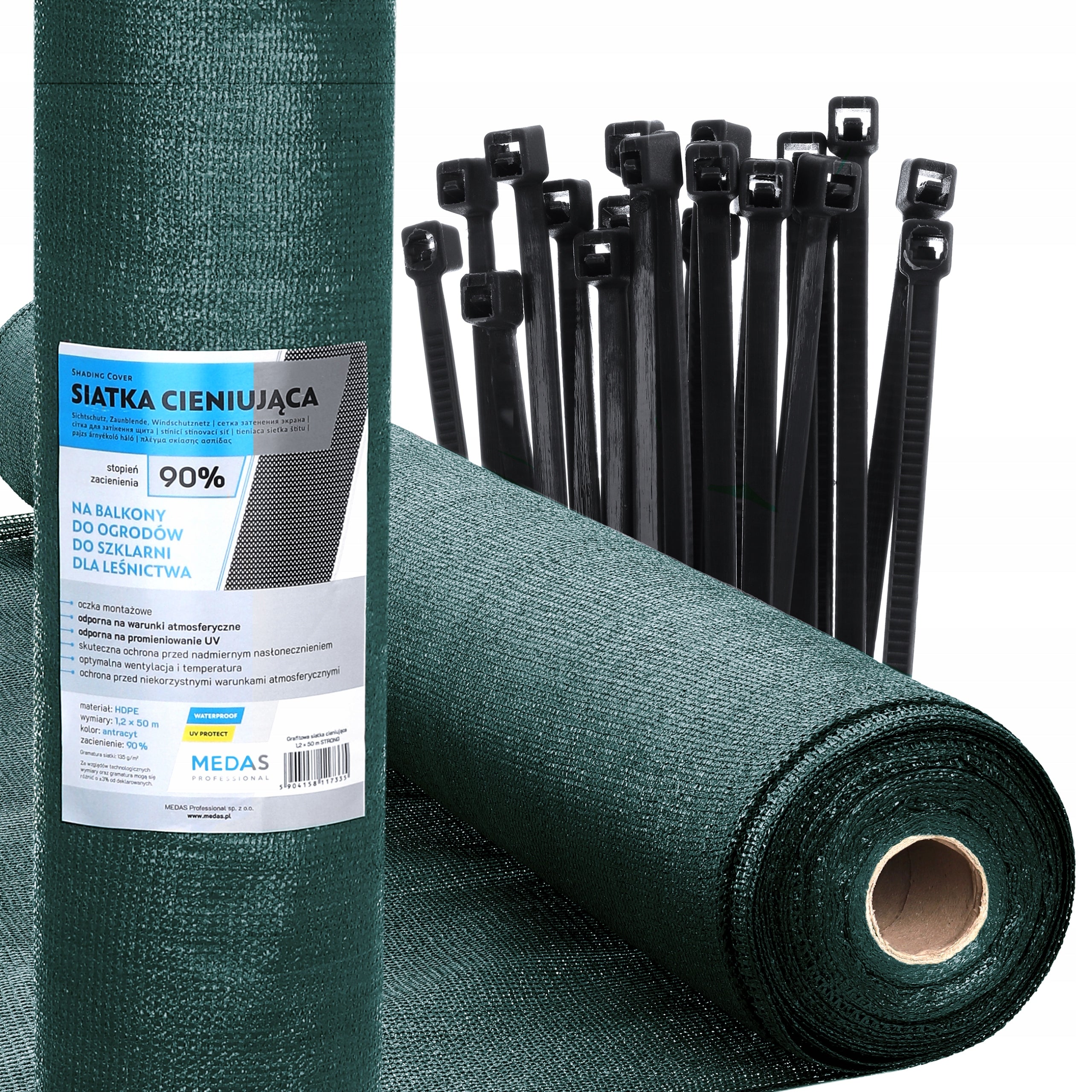 SHADING MESH GREEN UV masking 90% 1,5x25m