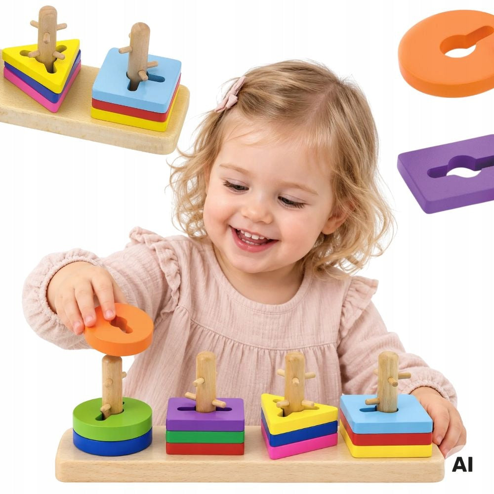 SHAPE SORTER WITH MAZE MONTESSORI EDUCATIONAL WOODEN PUZZLE VIGA
