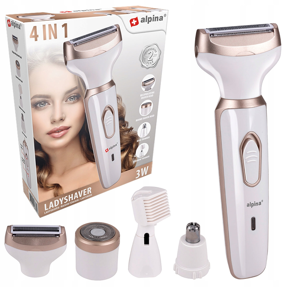 SHAVER Electric Women's 4in1 Armpit Bikini Eyebrow Nose